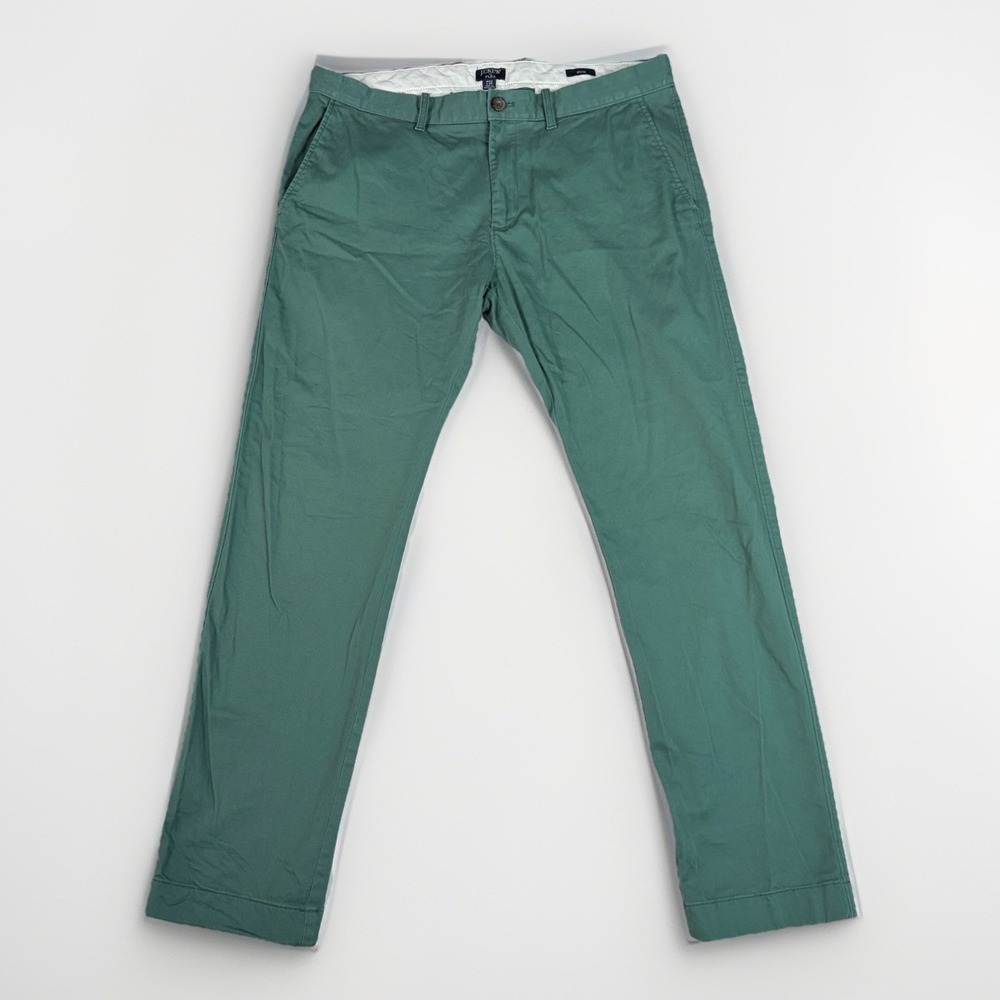 J. Crew Flex Pants Mens 34X30 Cotton Stretch Slim Fit Green Chino Spring Preppy